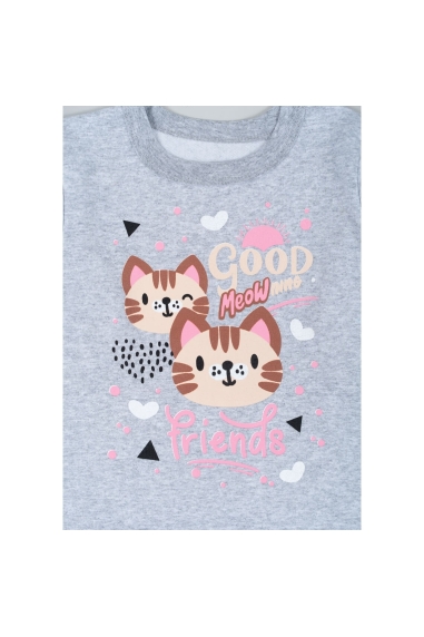 Піжама для дівчинки Киці сірий начіс (футер) - 5