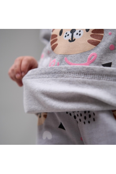 Піжама для дівчинки Киці сірий начіс (футер) - 2