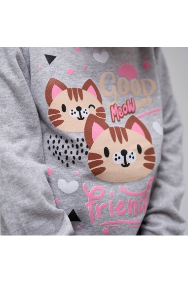 Піжама для дівчинки Киці сірий начіс (футер) - 1