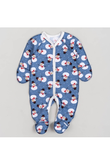 Сліп для новонароджених Сніговики синій начіс високої якості(футер)