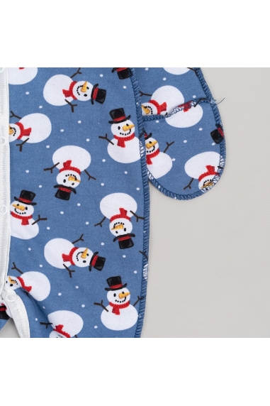 Сліп для новонароджених Сніговики синій начіс високої якості(футер) - 2
