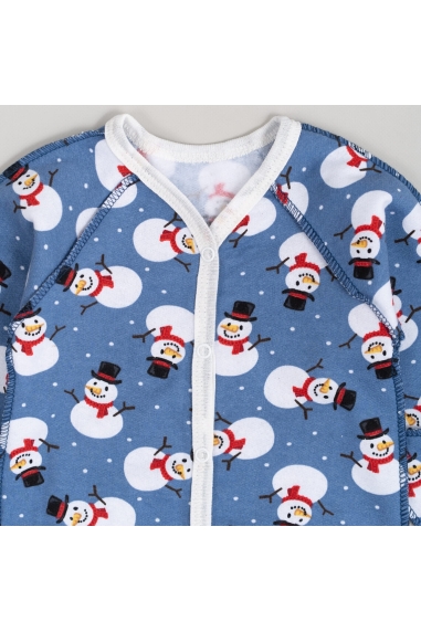 Сліп для новонароджених Сніговики синій начіс високої якості(футер) - 1