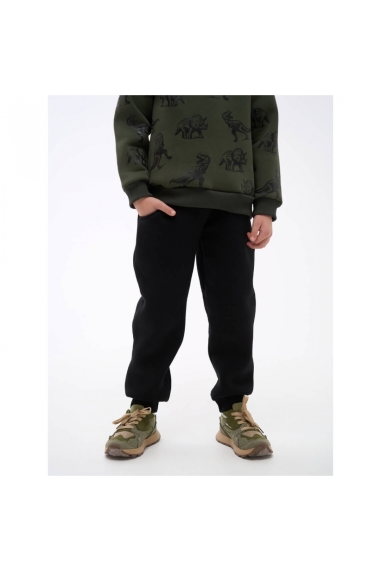 Теплі штанці для хлопчика чорний тринитка на флісі - 2