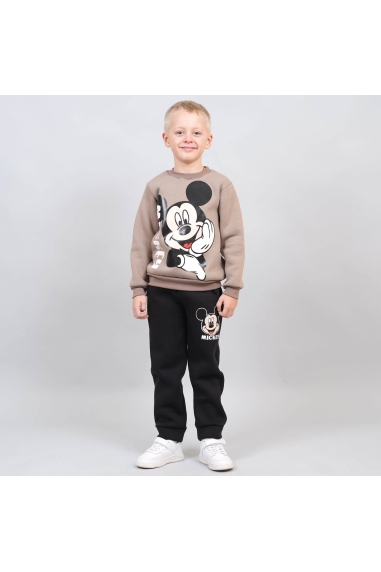 Костюм теплий для хлопчика Мікі мокко тринитка на флісі