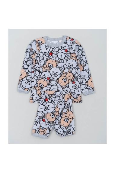 Піжама для дівчинки Ведмежатка сірий начіс (футер) - 1