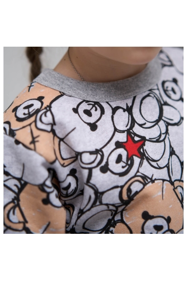 Піжама для дівчинки Ведмежатка сірий начіс (футер) - 4