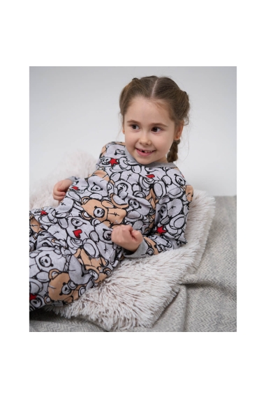 Піжама для дівчинки Ведмежатка сірий начіс (футер) - 2