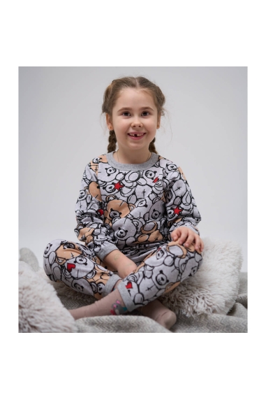 Піжама для дівчинки Ведмежатка сірий начіс (футер)
