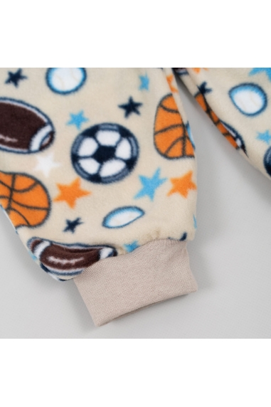 Піжама-комбінезон для хлопчика бежевий М'ячі мікрофліс - 1