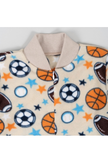 Піжама-комбінезон для хлопчика бежевий М'ячі мікрофліс - 3