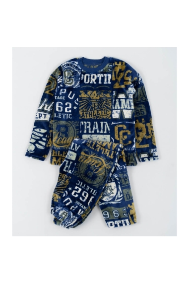 Піжама тепла для хлопчика Надписи синій велсофт - 2