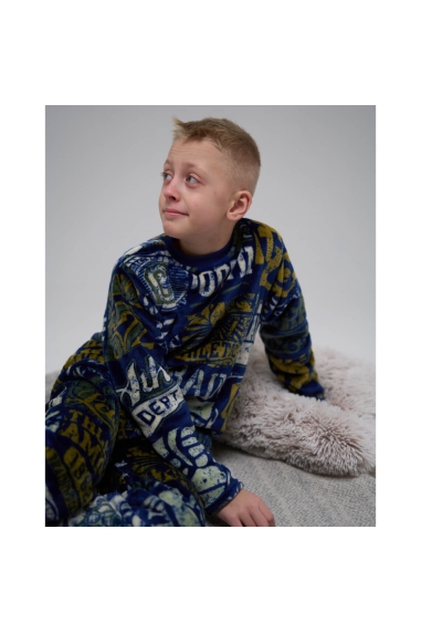 Піжама тепла для хлопчика Надписи синій велсофт - 3