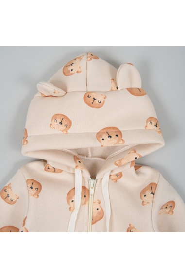 Комбінезон для малят  Ведмедики молочний тринитка на флісі - 1