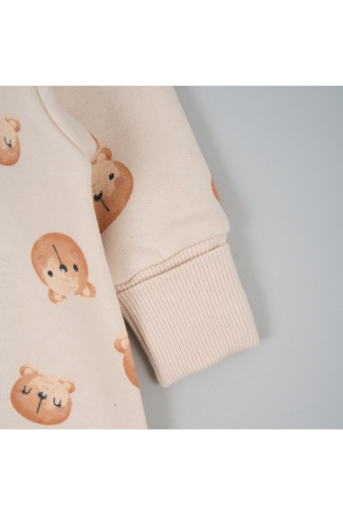 Комбінезон для малят  Ведмедики молочний тринитка на флісі - 2