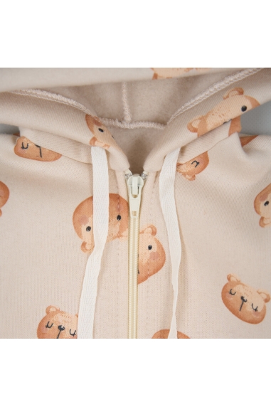 Комбінезон для малят  Ведмедики молочний тринитка на флісі - 3