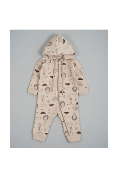 Комбінезони для новонародженних Лісові звірята молочний тринитка на флісі