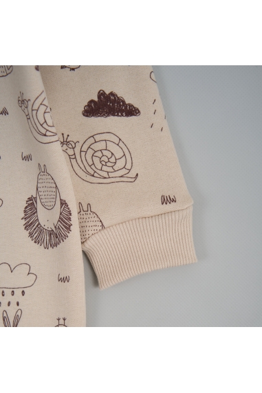 Комбінезони для новонародженних Лісові звірята молочний тринитка на флісі - 1