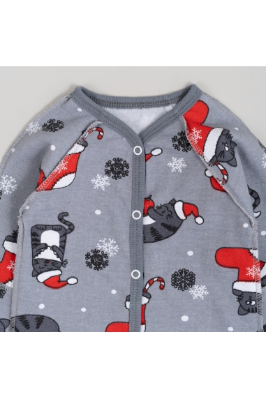 Сліп для новонароджених Новорічний Котики графіт начіс (футер) - 1