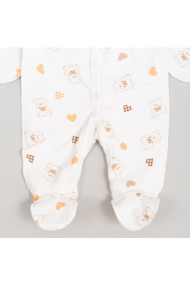 Сліп для новонароджених молочний ведмедик начіс (футер) - 3