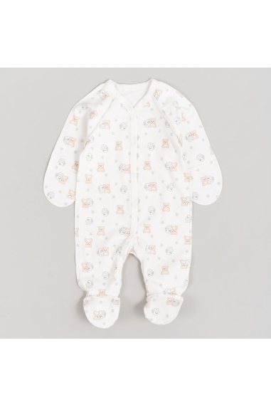 Сліп для новонароджених Ведмедик та зайка молочний начіс (футер)