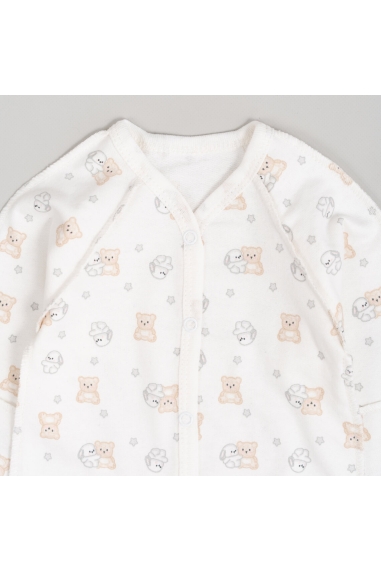 Сліп для новонароджених Ведмедик та зайка молочний начіс (футер) - 1