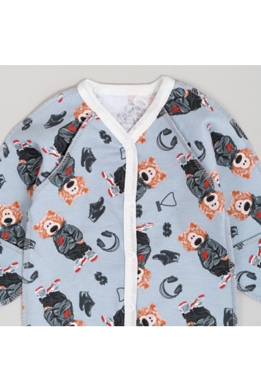 Сліп для новонароджених Ведмедик блакитний начіс (футер) - 1