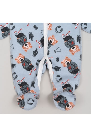 Сліп для новонароджених Ведмедик блакитний начіс (футер) - 3