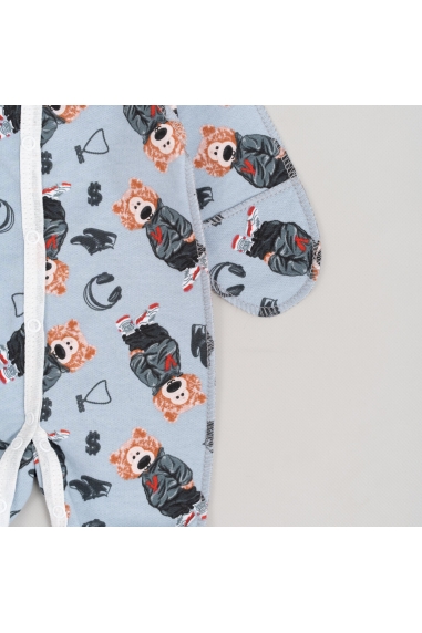 Сліп для новонароджених Ведмедик блакитний начіс (футер) - 2