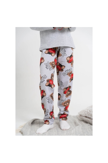 Піжама для дівчинки Ведмежата сірий начіс (футер) - 3