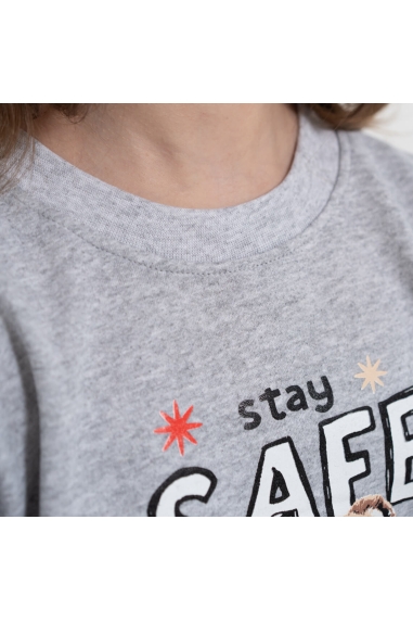 Піжама для дівчинки Ведмежата сірий начіс (футер) - 1