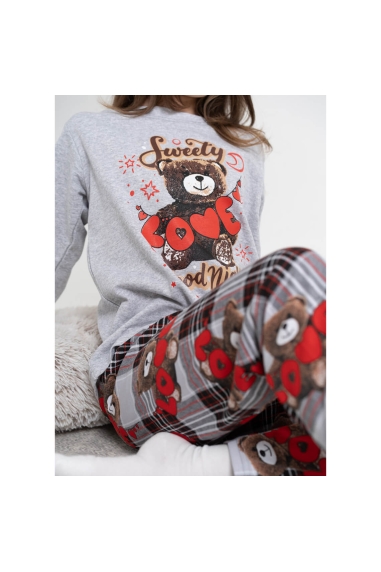 Піжама для дівчинки Ведмежата сірий начіс (футер) - 1