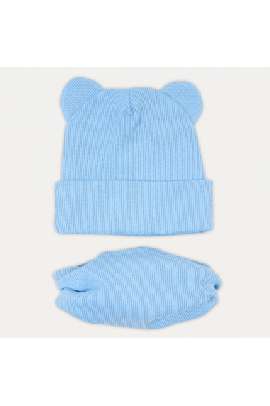 Шапочка і хомут для малят блакитний стрейч