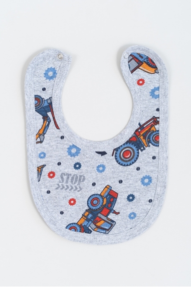 Слинявчик дитячий тонкий Будівельна техніка сірий кулір