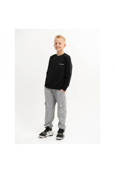 Спортивні джогери карго для хлопчика сірий двонитка - 1