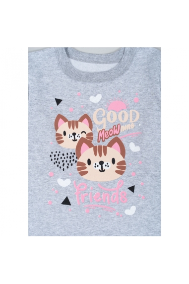 Піжама для дівчинки Киці сірий начіс (футер) - 1