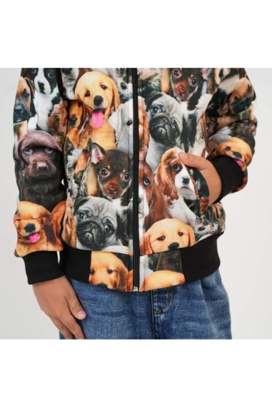 Бомбер для хлопчиків Песики чорний тринитка на флісі - 1