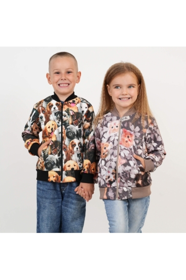Бомбер для хлопчиків Песики чорний тринитка на флісі - 2