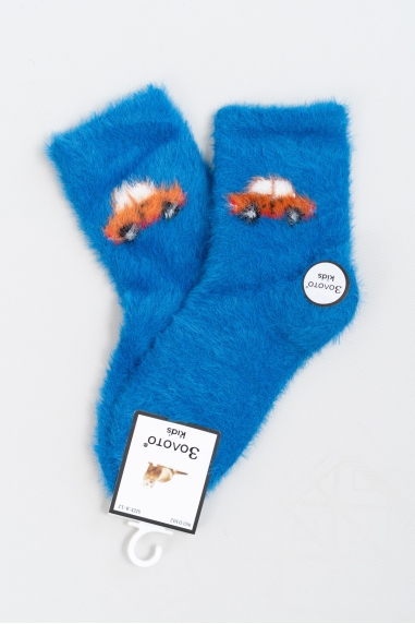Шкарпетки пухнасті  для хлопчика волошковий ангора