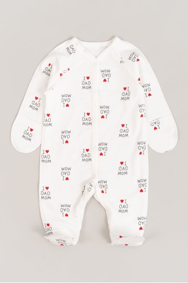 Сліп для новонароджених  Люблю маму папу білий начіс високої якості(футер)