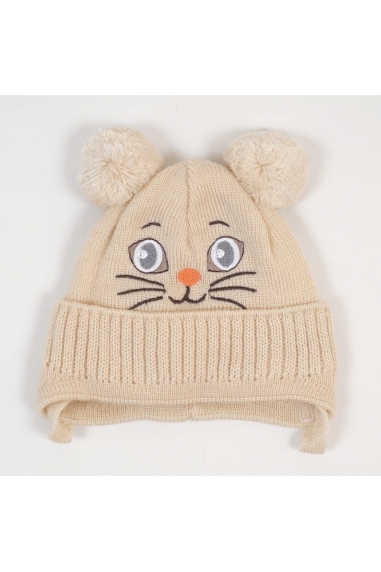 Шапочка для  новонароджених бежевий в'язка