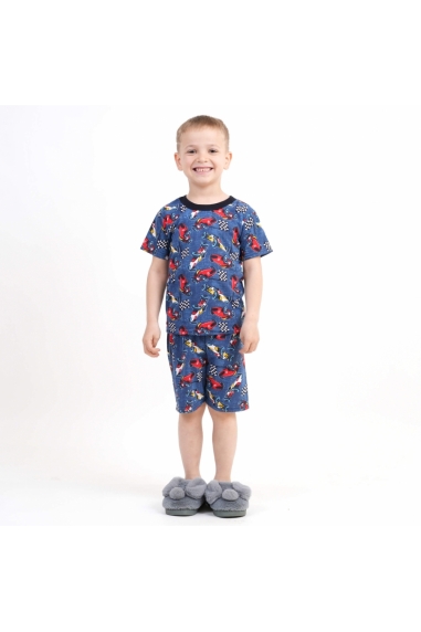 Пжама для хлопчика Машинки темно-синій кулір