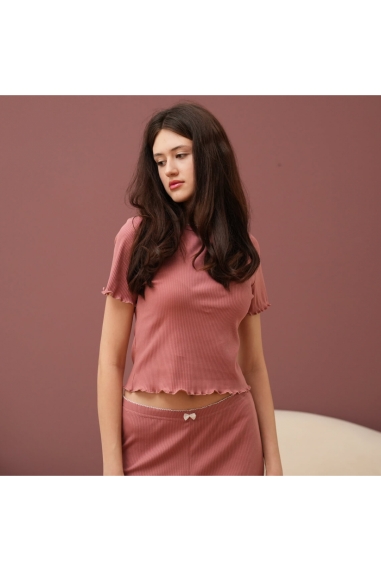 Комплект жіночий для дому теракотовий рубчик преміум - 1