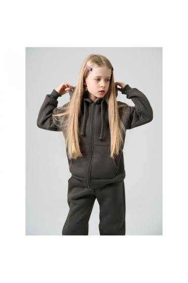 Костюм для дівчинки хакі тринитка на флісі - 2