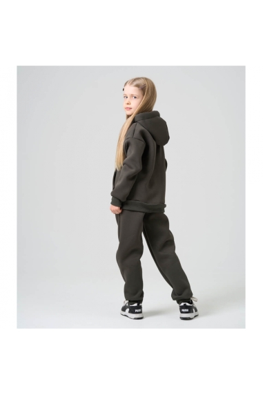 Костюм для дівчинки хакі тринитка на флісі - 4