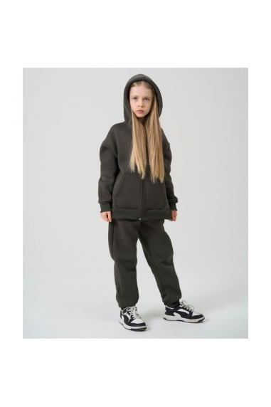 Костюм для дівчинки хакі тринитка на флісі - 7