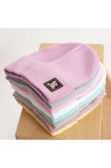 Шапка для дівчинки молочний в'язка - 2