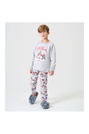 Піжама для хлопчика Гноми сірий начіс (футер)