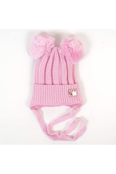 Шапочка для дівчинки рожева в'язка