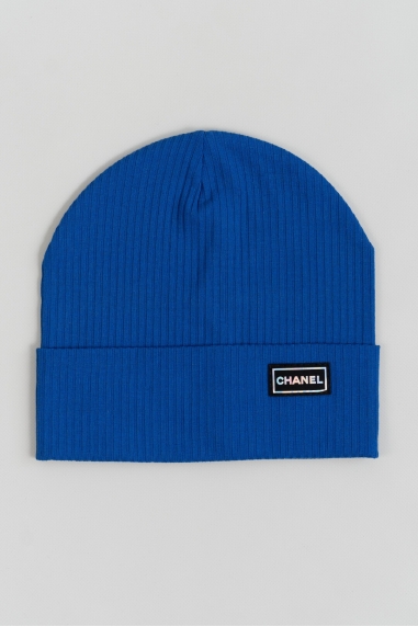 Шапка для дівчинки синій рубчик-мустанг