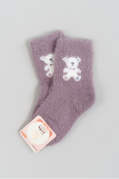 Шкарпетки пухнасті для малят ліловий ангора
